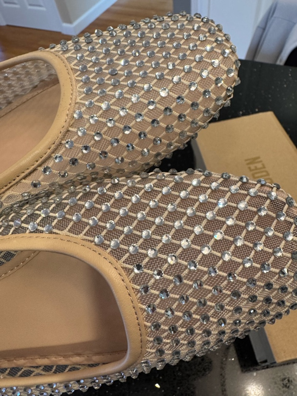 NWT -Steve Madden Nude Crystal-Studded Ballet Flats- Price is Firm - Picture 3 of 8